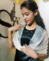 Pearl Adorned Soft Organza Wrap Cape  - White, Dry Clean Only, Get Luxurious Scrunchie Gift!