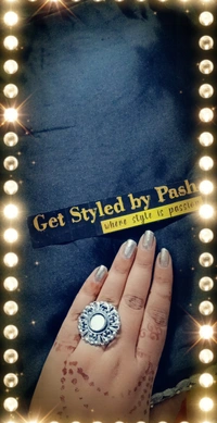 Vintage Telephone Pearl Danglers With Silver Oxidized Mirror Studded Ring - Gray, Adjustable Ring, Get Free Luxury Scrunchie Gift!