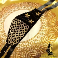 Spk Gold disc Embroidered Fashion luxury Mask - Dry clean Only, Black, Get Free Luxury Scrunchie Gift!