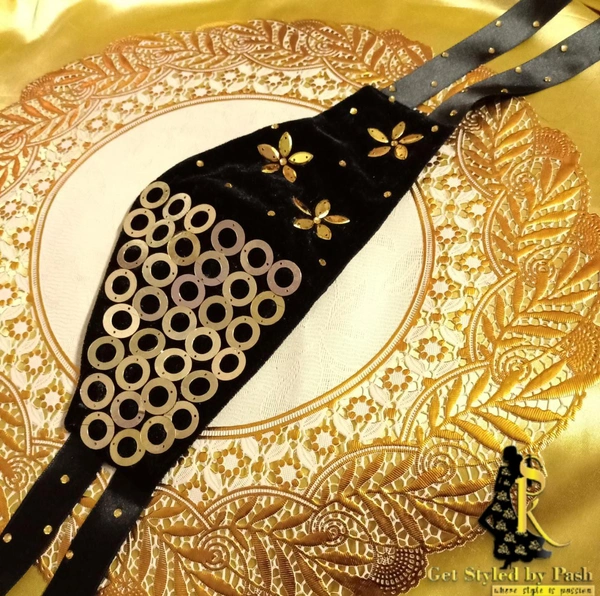 Spk Gold disc Embroidered Fashion luxury Mask - Dry clean Only, Black, Get Free Luxury Scrunchie Gift!