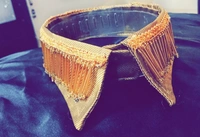 Gold Tassels Embellished Glamorous fashion luxury collar - No Wash N dry clean, Limed Oak, Get A Luxury scrunchie As Gift!