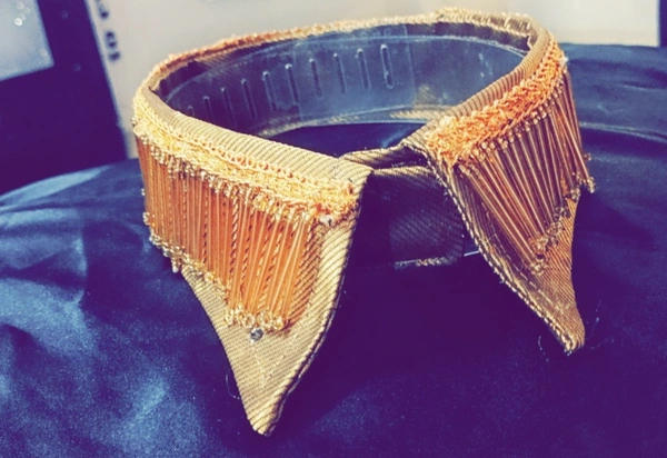 Gold Tassels Embellished Glamorous fashion luxury collar - No Wash N dry clean, Limed Oak, Get A Luxury scrunchie As Gift!