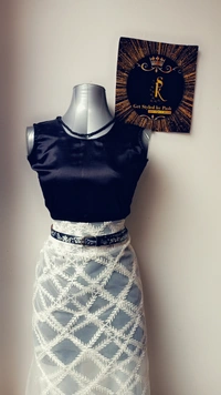 SPK Luxury Statement Silver Liquid Embroidered Vintage belt - Black, Waist : 38"-40"  Width- 0.75", Silver Liquid Embroidery