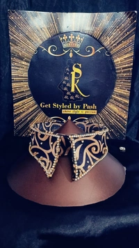 Black Satin Printed Rhinostone embellished Fashion Luxury Collar - No Wash n dry Clean, Chalky, Get luxurious scrunchie gift!