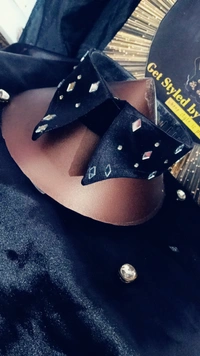 Black glossy mirror  embellished Fashion Luxury Collar - No Dry Clean And Wash, Black, Get Luxury Scrunchie Free!