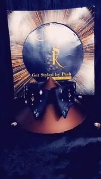 Black glossy mirror  embellished Fashion Luxury Collar - No Dry Clean And Wash, Black, Get Luxury Scrunchie Free!