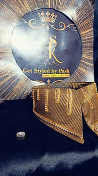 Gold Rhinostone embellished Fashion Luxury Collar - No Wash N Dry Clean, Apache, Get Luxury Scrunchie Gift!