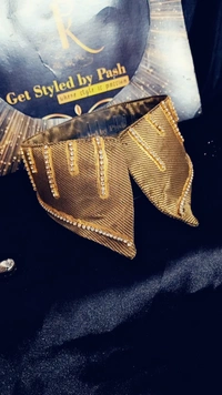 Gold Rhinostone embellished Fashion Luxury Collar - No Wash N Dry Clean, Apache, Get Luxury Scrunchie Gift!