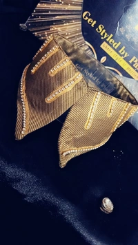 Gold Rhinostone embellished Fashion Luxury Collar - No Wash N Dry Clean, Apache, Get Luxury Scrunchie Gift!