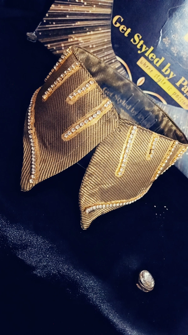 Gold Rhinostone embellished Fashion Luxury Collar - No Wash N Dry Clean, Apache, Get Luxury Scrunchie Gift!