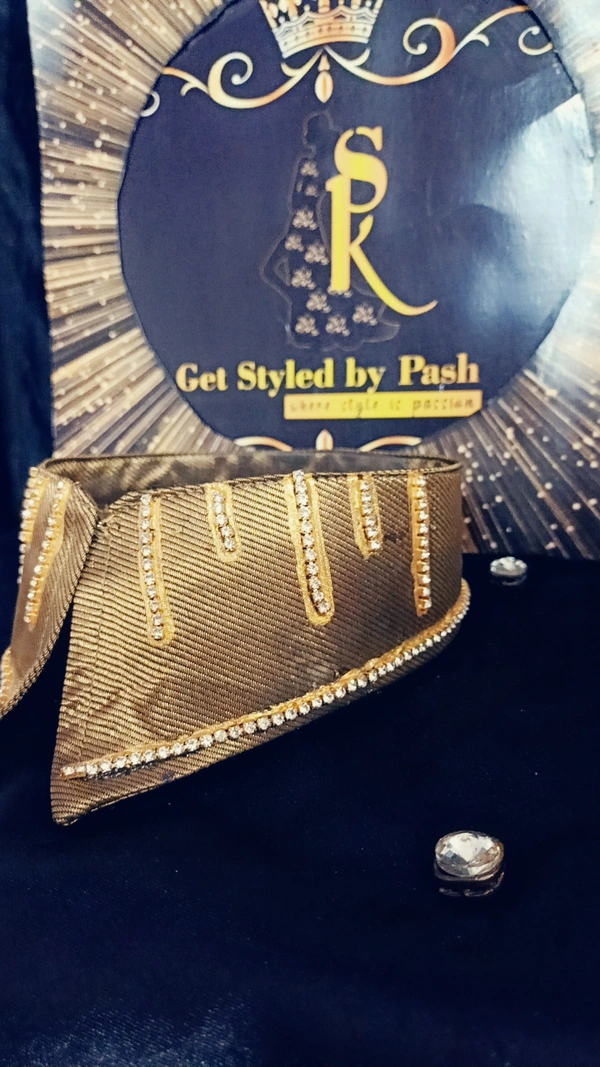 Gold Rhinostone embellished Fashion Luxury Collar - No Wash N Dry Clean, Apache, Get Luxury Scrunchie Gift!