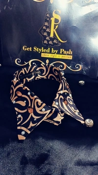 Black satin printed pearls and stones embellished Fashion Luxury Collar - No Wash N Dry Clean, Black, Get Luxury Scrunchie Gift Free!