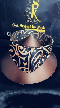 Black satin printed pearls and stones embellished Fashion Luxury Collar - No Wash N Dry Clean, Black, Get Luxury Scrunchie Gift Free!