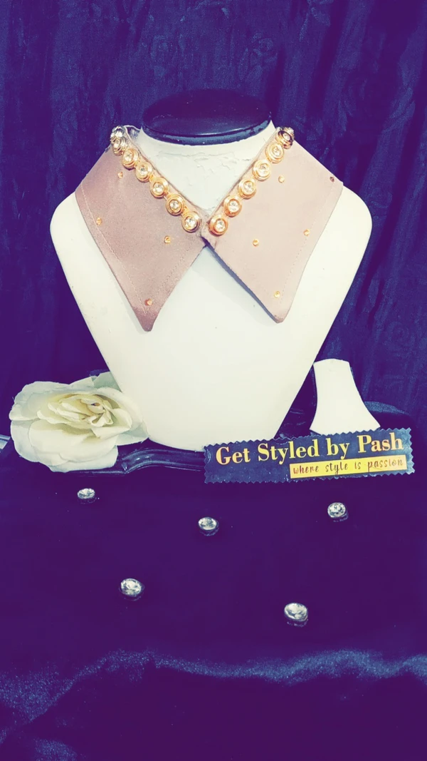 Rose Gold embellished Fashion Luxury Collar - No Dry clean n Washing, Pink Lace, Get Free Luxury Scrunchies gift!