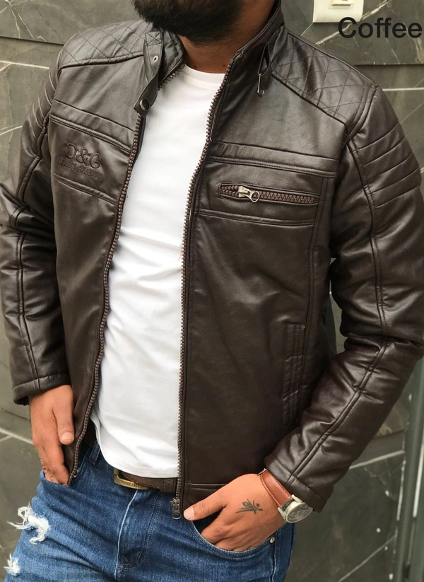 Leather Jacket - Black, FREE SHIPPING, L
