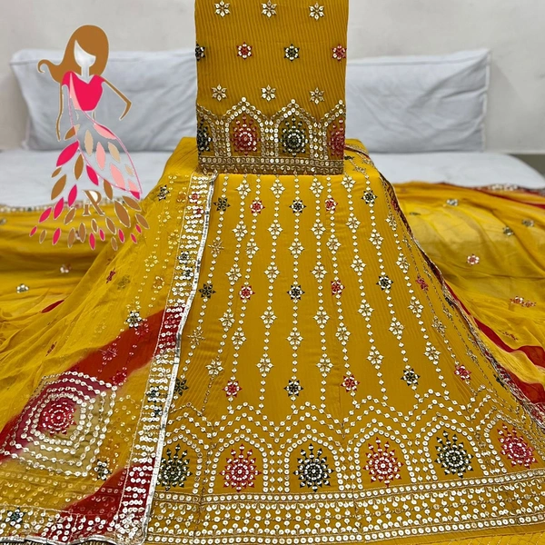 georgette with humrahi pure odhna - 4, 6