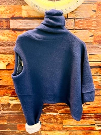 FULL SLEEVES HAIRY PLAIN PULLOVER - Black, XXL