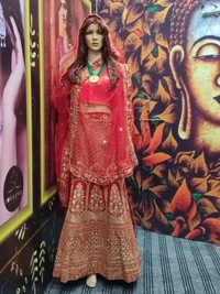 Bridal Lehanga - Free, Guardsman Red, Shipping Cost Extra