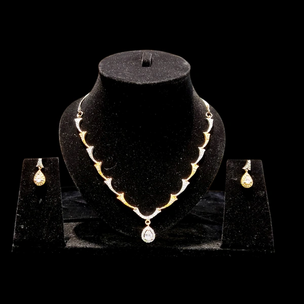 American diamond Necklace Set with gold and silver police - Shipping Cost Extra