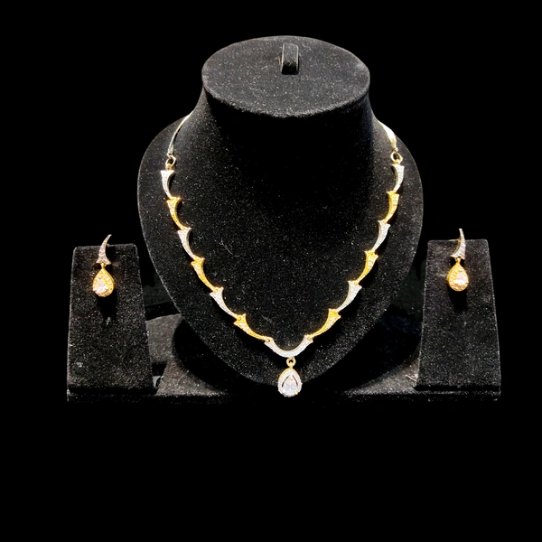 American diamond Necklace Set with gold and silver police - Shipping Cost Extra