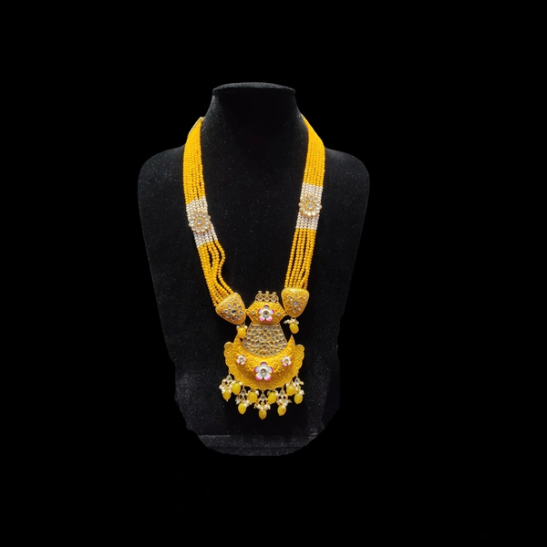 Kundan Meena Neacklace Set Yellow - Shipping Cost Extra