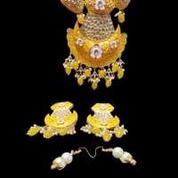 Kundan Meena Neacklace Set Yellow - Shipping Cost Extra