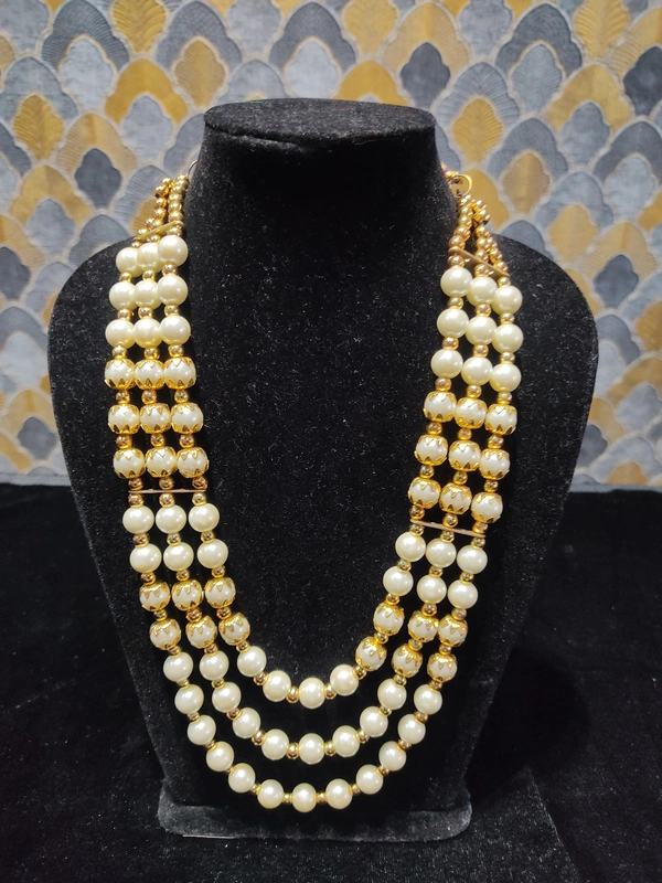 White Pearl Royal Style Multilayer Necklace - Shipping Cost Extra
