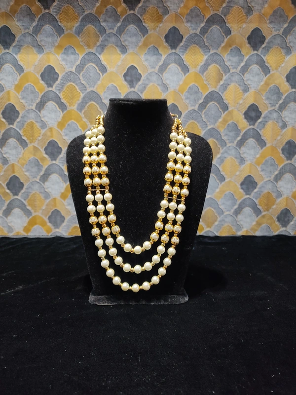 White Pearl Royal Style Multilayer Necklace - Shipping Cost Extra