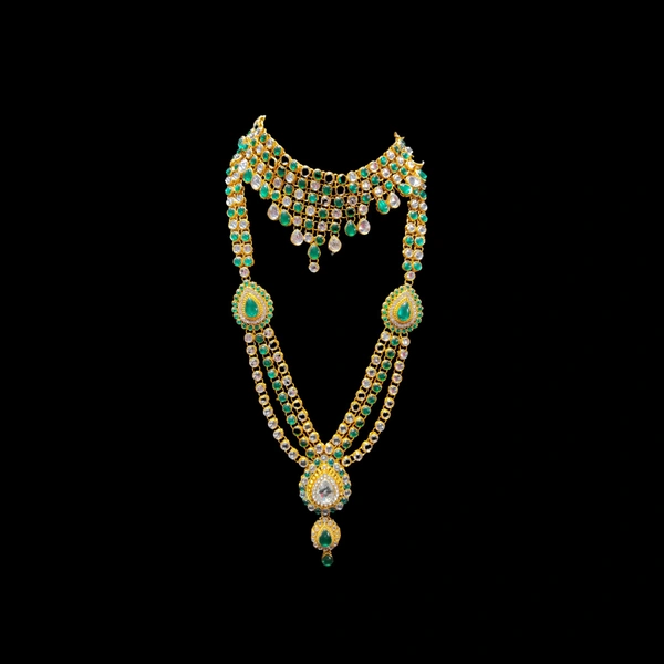 Complete  Bridal Stone Jewel Set Gold Green