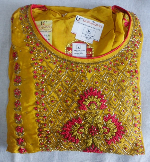 Creap Fabric Embroidered Suit Semi stitched - 6