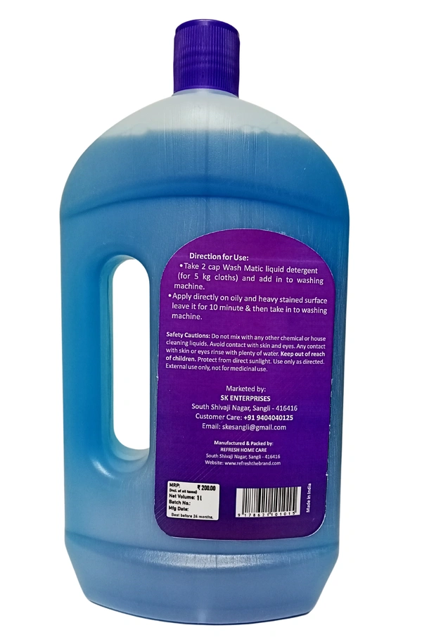 Refresh Wash Matic Liquid Detergent 1L - Navy Blue