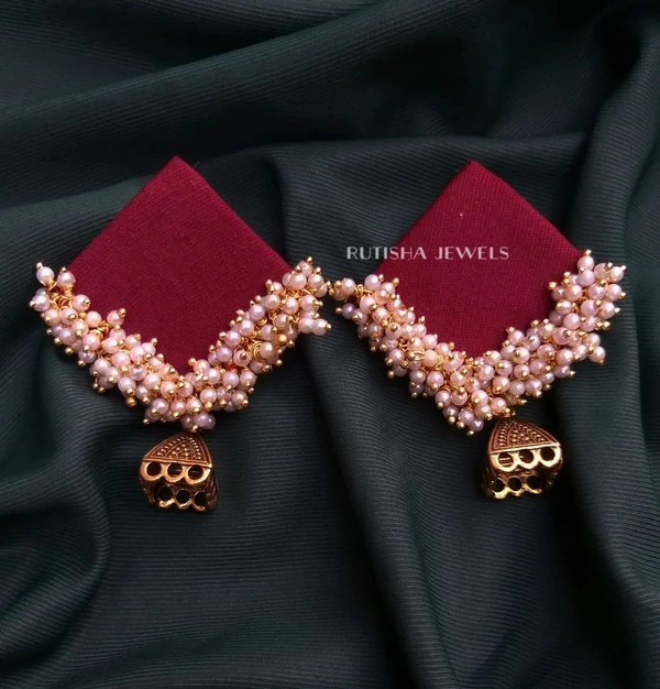 Beaded Earring  - Maroon