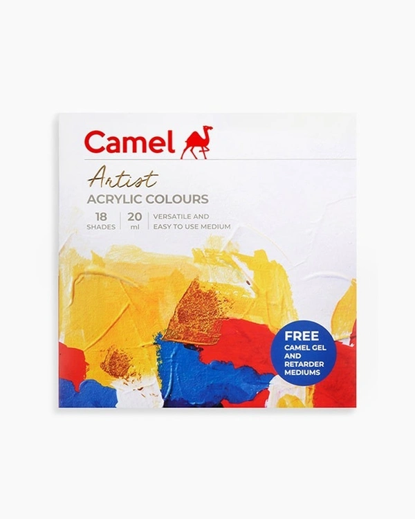 Camel  Artist  Acrylic  Colours  Assorted  pack  of  18  shades  in  20  ml