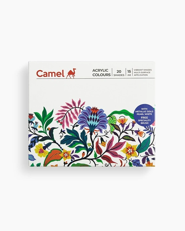 Camel  Acrylic  Colours  Assorted  pack  of  20  shades  in  15  ml