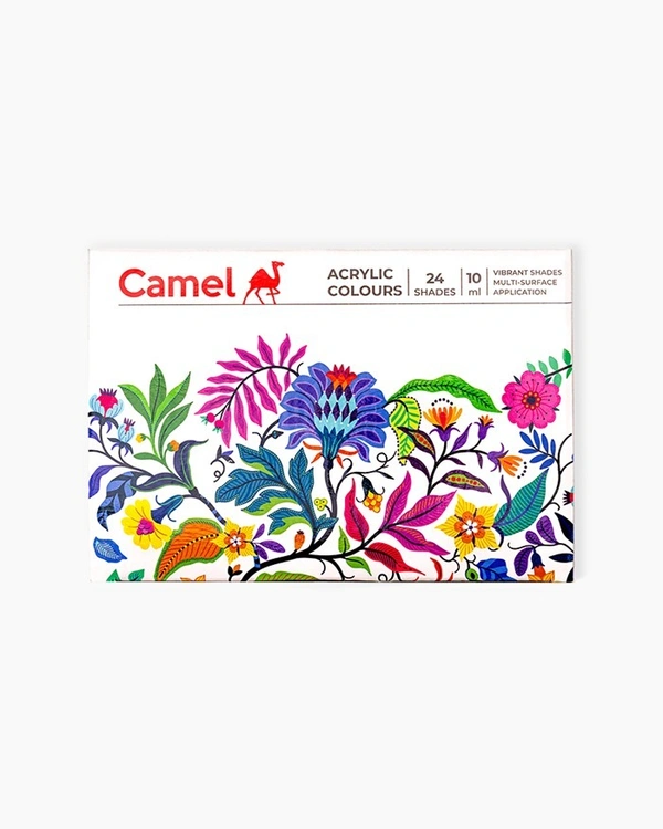 Camel  Acrylic  Colours  Assorted  pack  of  24  shades  in  10  ml 