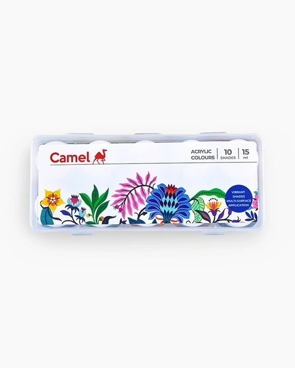 Camel  Acrylic  Colours  Assorted  pack  of  10  shades  in  15  ml 