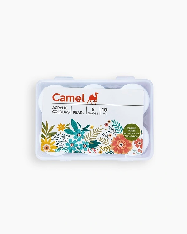 Camel  Acrylic  Colours  Assorted  pack  of  6  shades  in  10  ml,  Pearl  range