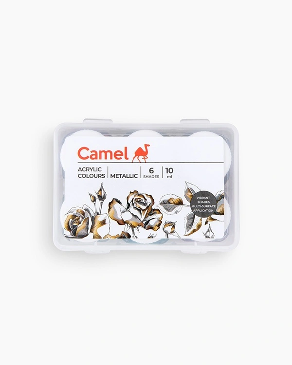 Camel  Acrylic  Colours  Assorted  pack  of  6  shades  in  10  ml,  Metallic  range