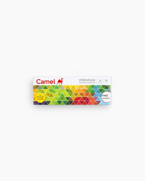Camel  Premium  Poster  Colours  Assorted  pack  of  12  shades  in  10  ml  with  Brush 