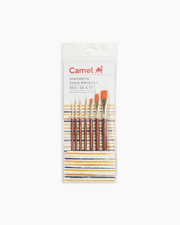 Camel  Synthetic  Gold  Brushes  Assorted  pack  of  7  brushes,  Round  -  Series  66  &  Flat  -  Series  67 