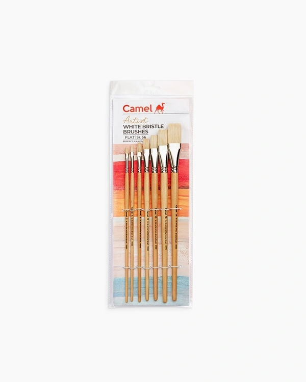 Camel  White  Bristle  Brushes  Assorted  pack  of  7  brushes,  Flat  -  Series  56 