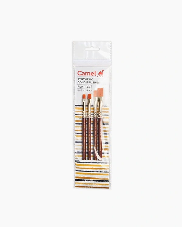 Camel  Synthetic  Gold  Brushes  Assorted  pack  of  4  brushes,  Flat  -  Series  67 