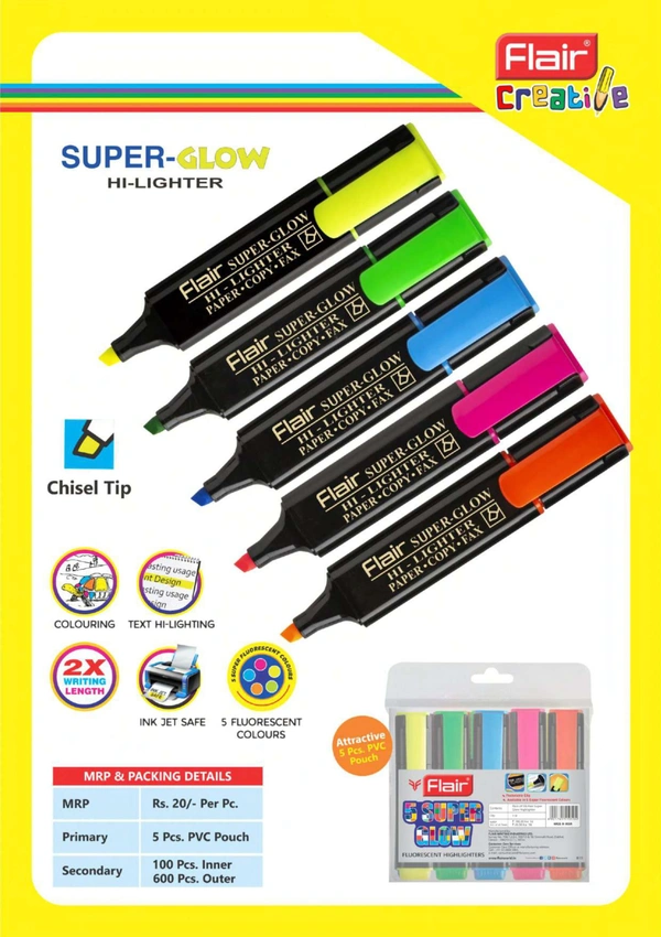 Flair Super-Glow  highlighter set - Yellow
