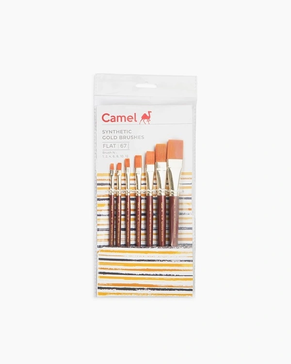 Camel  Synthetic  Gold  Brushes  Assorted  pack  of  7  brushes,  Flat  -  Series  67 