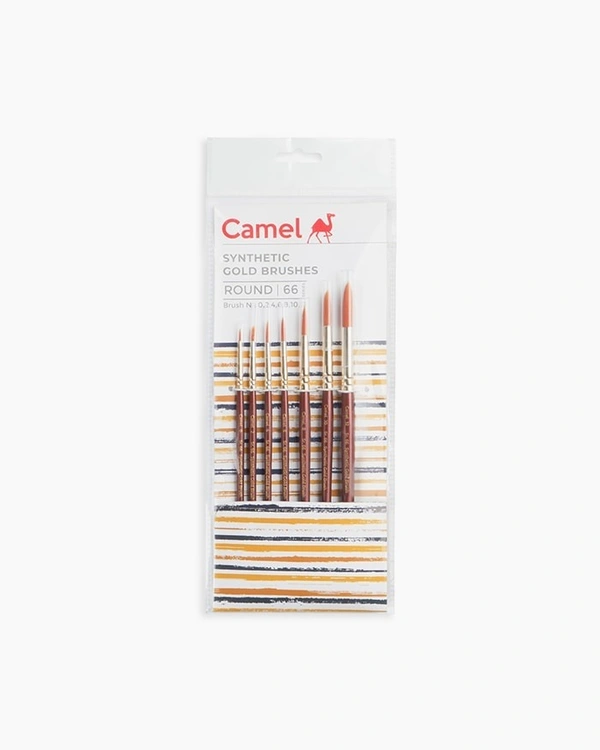 Camel  Synthetic  Gold  Brushes  Assorted  pack  of  7  brushes,  Round  -  Series  66
