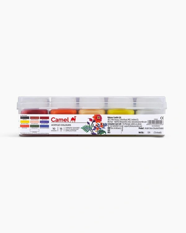 Camel  Acrylic  Colours  Assorted  pack  of  10  shades  in  15  ml 