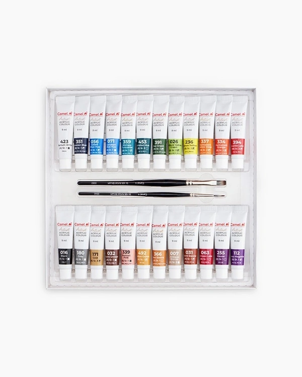 Camel  Artist  Acrylic  Colours  Assorted  pack  of  24  shades  in  9  ml