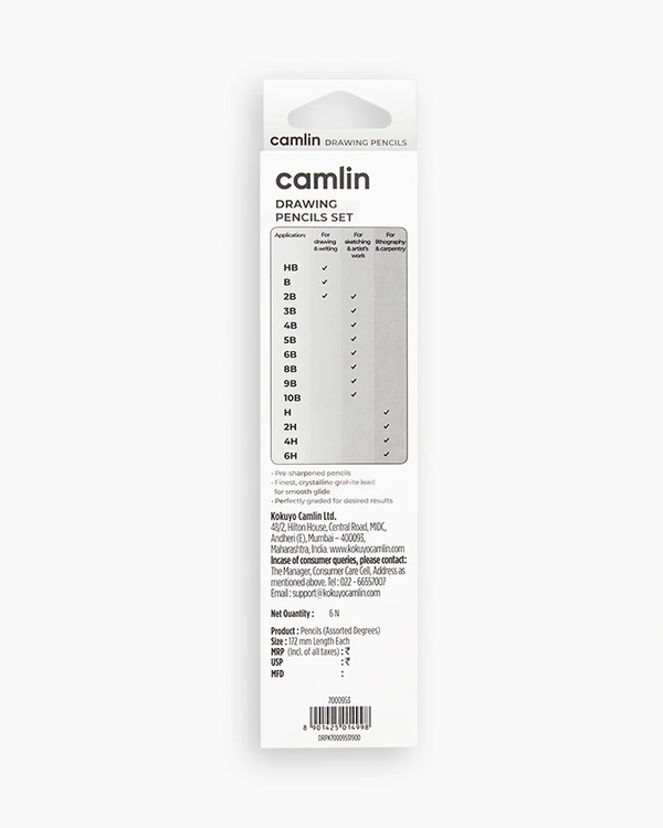 Camlin  Drawing  Pencils  Assorted  pack  of  6  grades