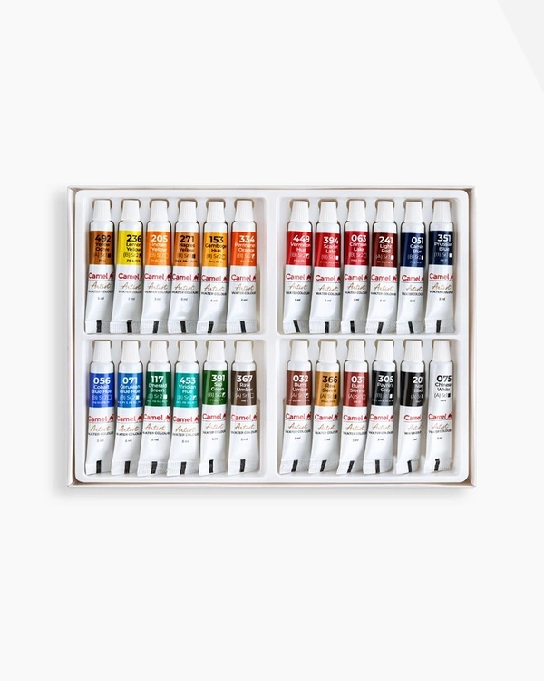 Camel  Artist  Water  Colours  Assorted  pack  of  tubes,  24  shades  in  5  ml 