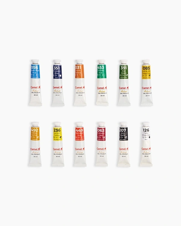 Camel  Artist  Oil  Colours  Assorted  pack  of  12  shades  in  20  ml 